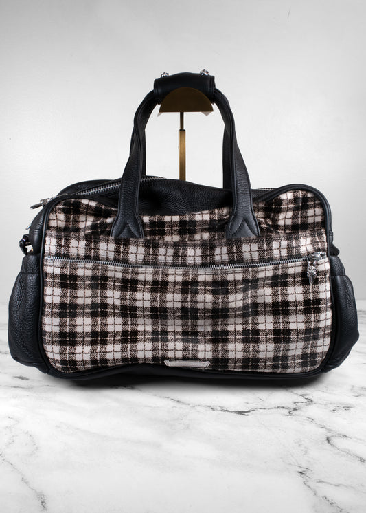 Chrome Hearts Plaid Calf Hair and Leather Dagger Tote Bag with Matching Pouch