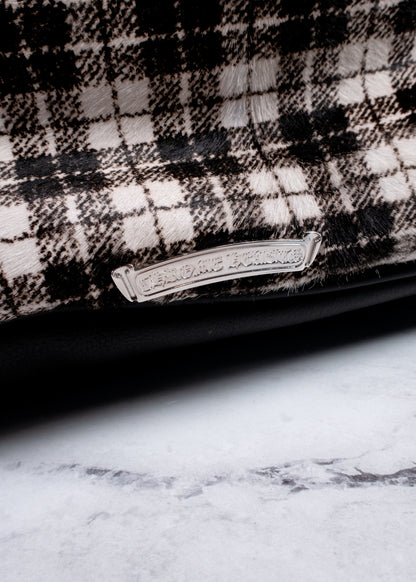 Chrome Hearts Plaid Calf Hair and Leather Dagger Tote Bag with Matching Pouch