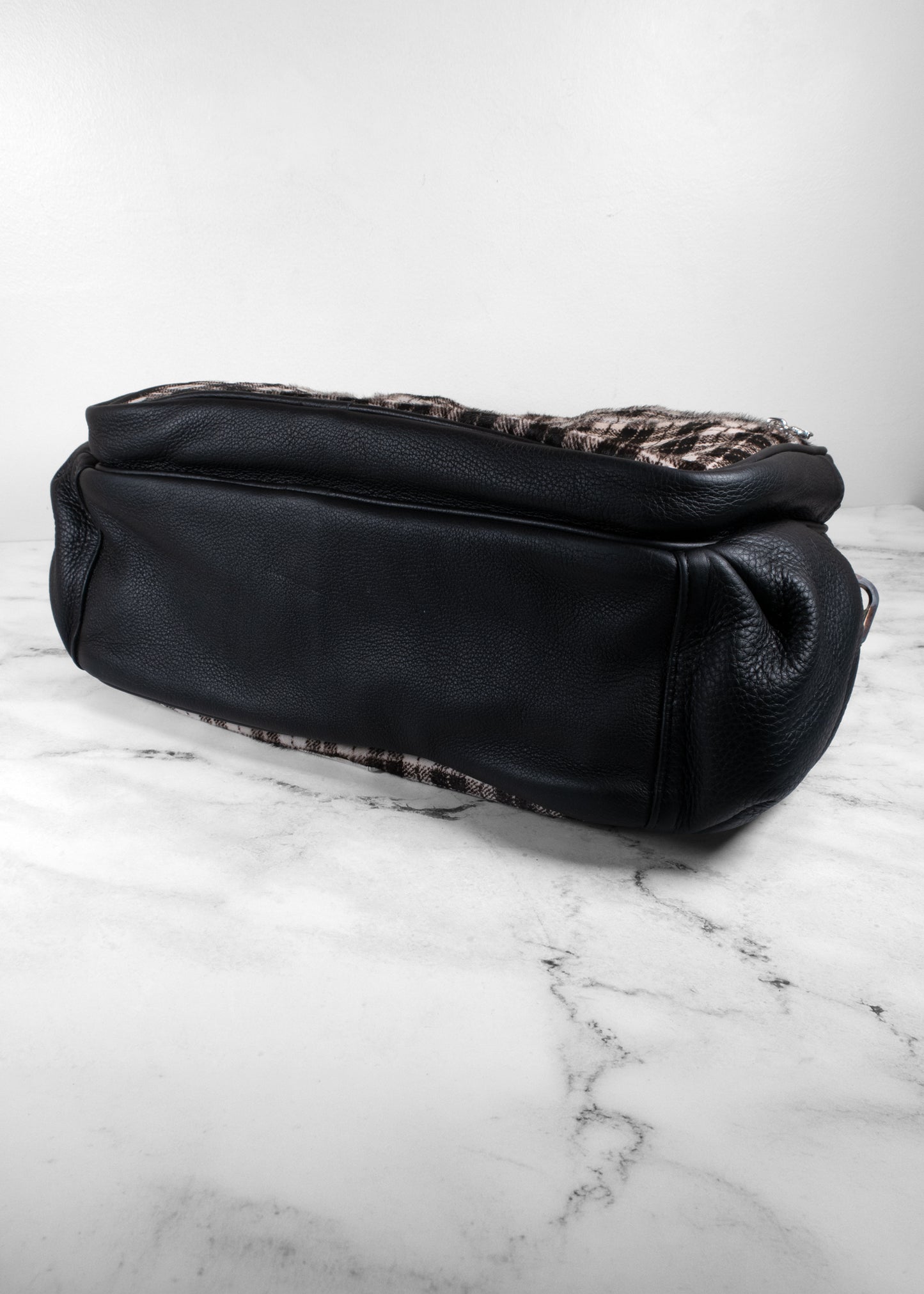 Chrome Hearts Plaid Calf Hair and Leather Dagger Tote Bag with Matching Pouch