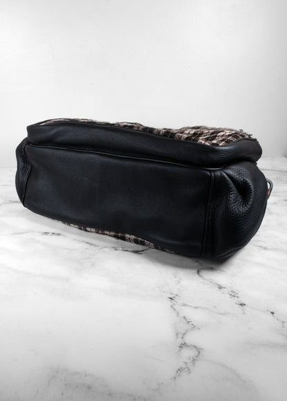 Chrome Hearts Plaid Calf Hair and Leather Dagger Tote Bag with Matching Pouch