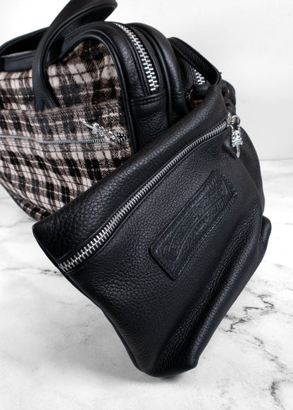 Chrome Hearts Plaid Calf Hair and Leather Dagger Tote Bag with Matching Pouch