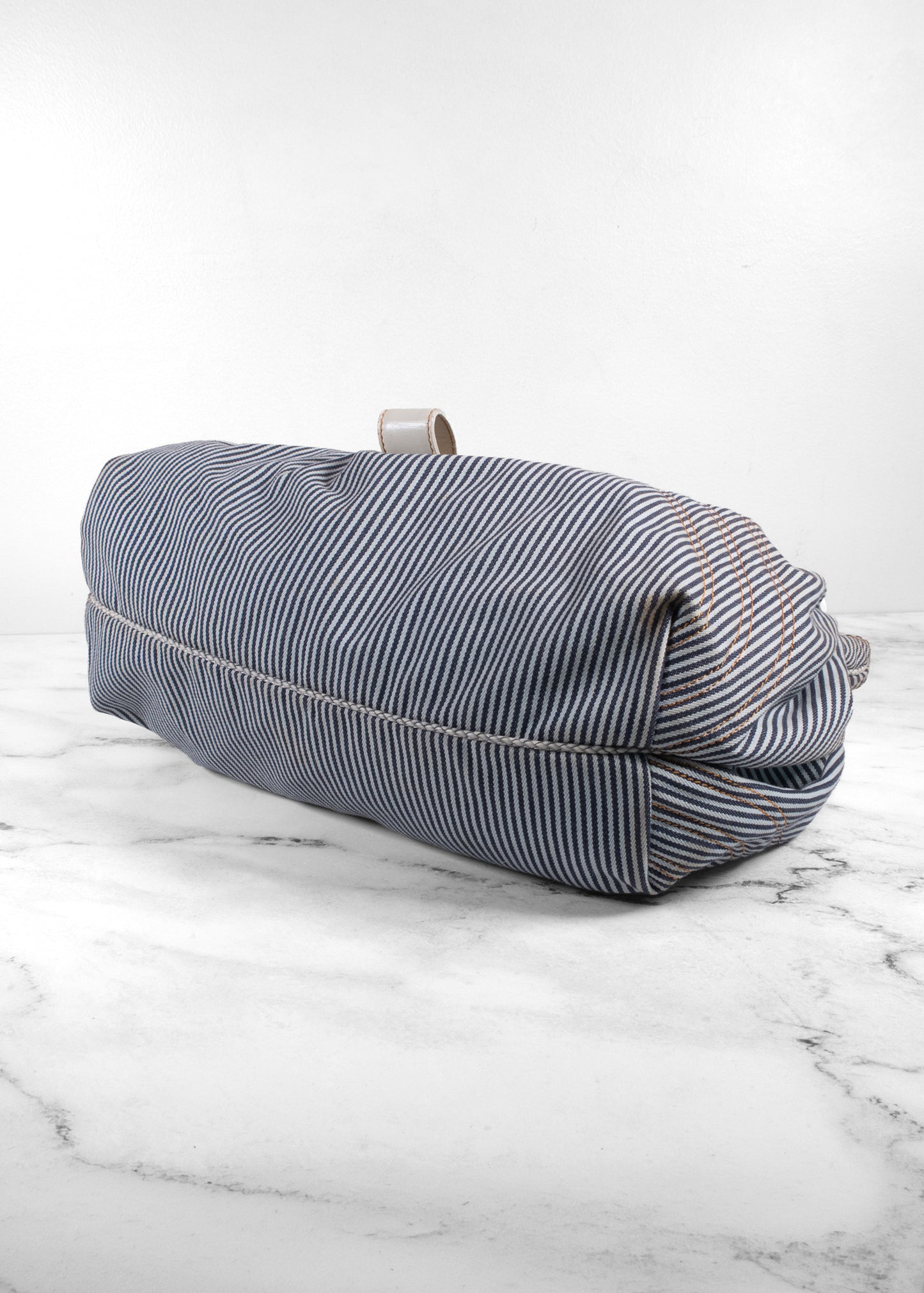 Fendi Vintage Striped Denim Woven Leather Medium Spy Bag