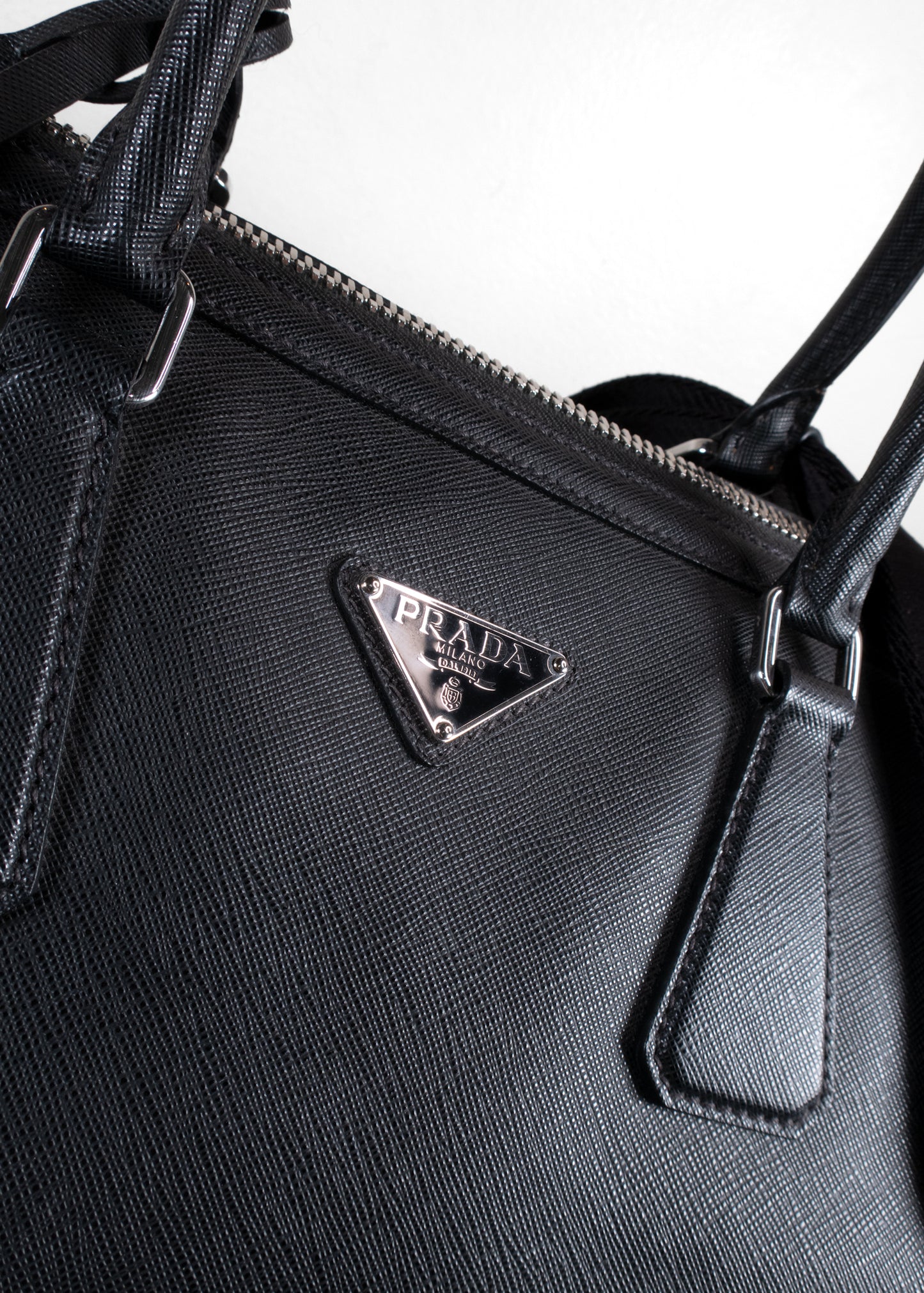 Prada Black Saffiano Leather Travel Duffle Bag