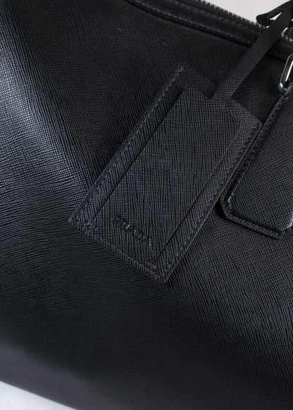 Prada Black Saffiano Leather Travel Duffle Bag