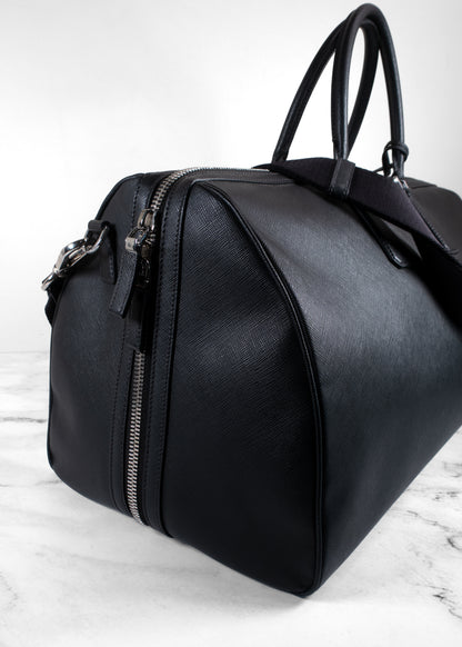 Prada Black Saffiano Leather Travel Duffle Bag