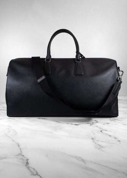 Prada Black Saffiano Leather Travel Duffle Bag