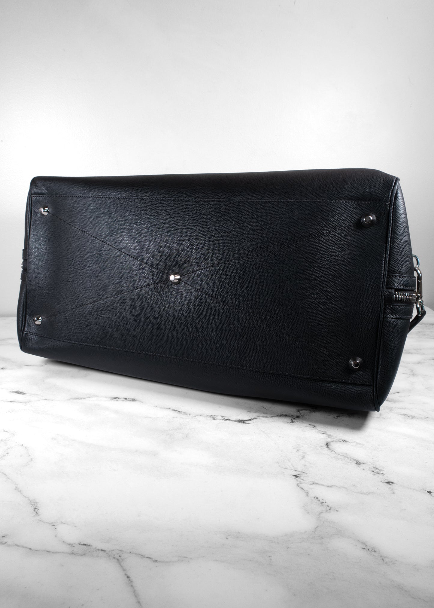 Prada Black Saffiano Leather Travel Duffle Bag