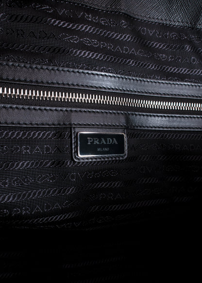 Prada Black Saffiano Leather Travel Duffle Bag