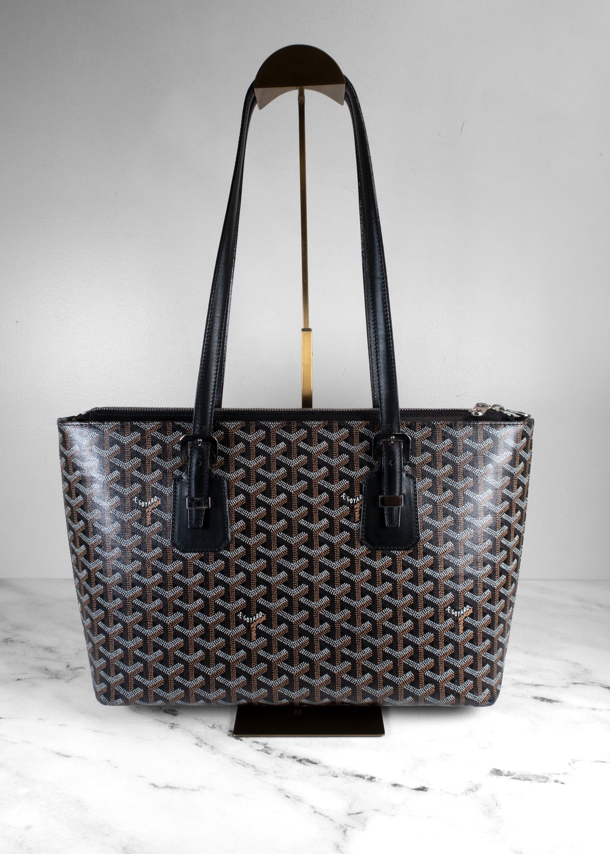 Goyard Okinawa PM Black Goyardine Canvas Tote Bag