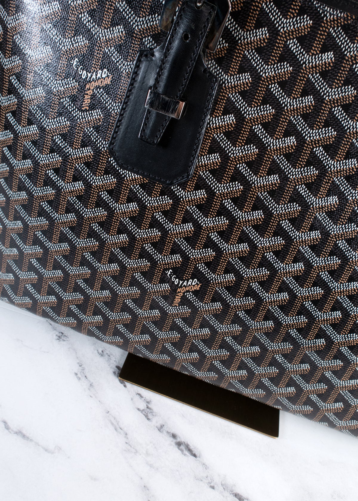 Goyard Okinawa PM Black Goyardine Canvas Tote Bag