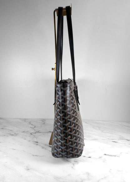 Goyard Okinawa PM Black Goyardine Canvas Tote Bag