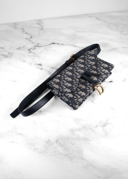Dior Blue Oblique Jacquard Saddle Belt Pouch