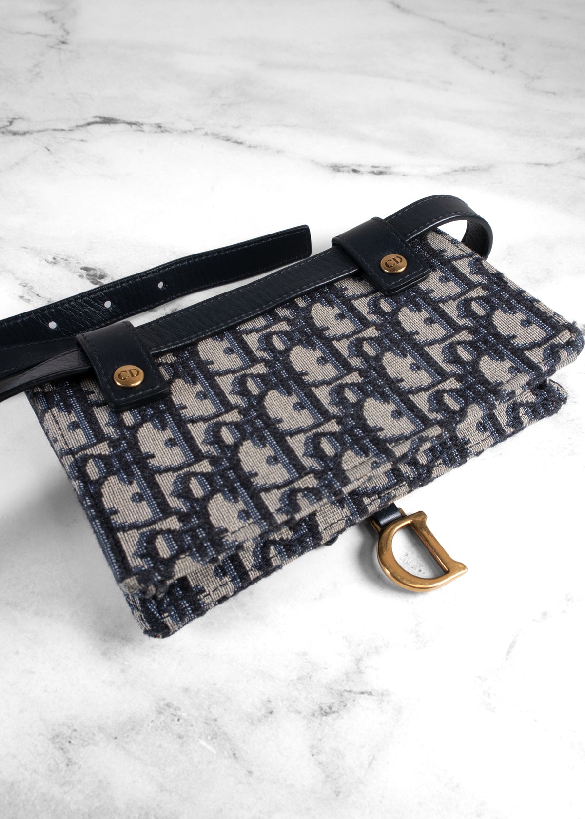 Dior Blue Oblique Jacquard Saddle Belt Pouch