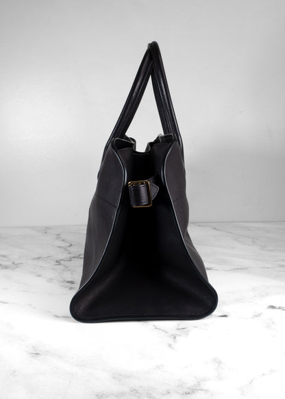 The Row Black Leather Soft Margaux 12 Bag With Gold Hardware