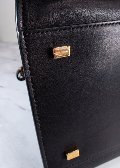 The Row Black Leather Soft Margaux 12 Bag With Gold Hardware