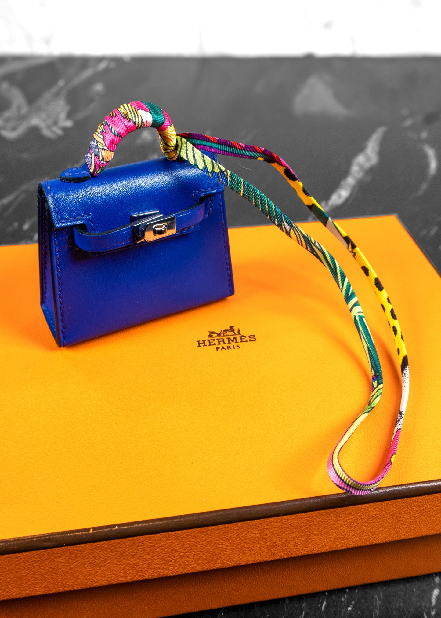 Hermès 2022 Tadelakt Mini Kelly Sellier Twilly Bag Charm