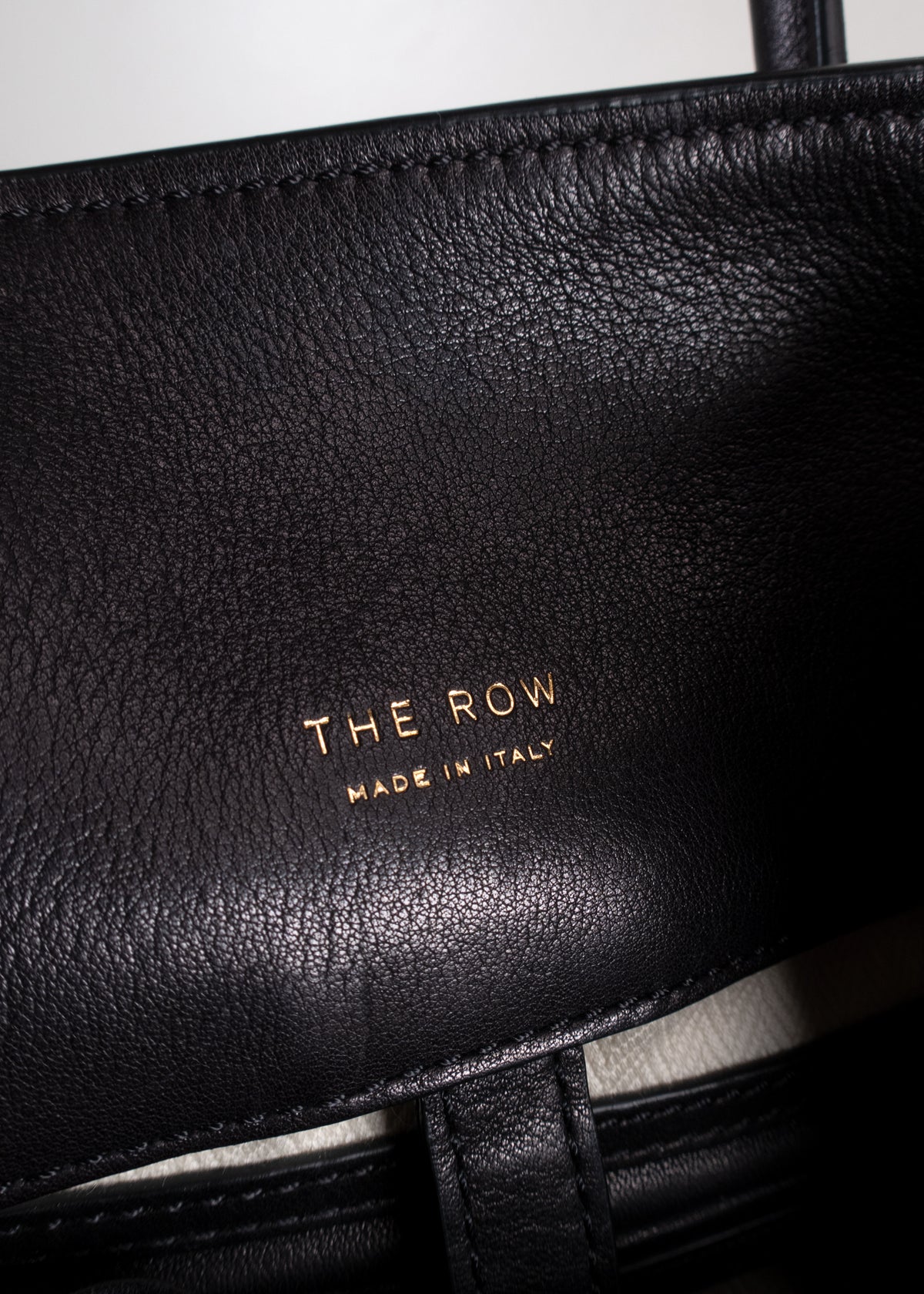 The Row Black Leather Soft Margaux 12 Bag With Gold Hardware