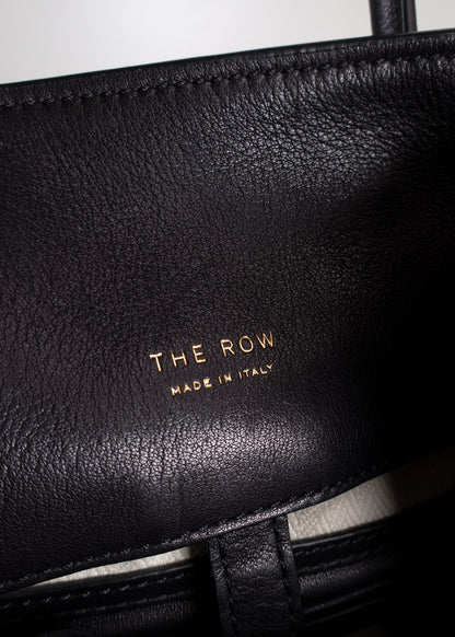 The Row Black Leather Soft Margaux 12 Bag With Gold Hardware