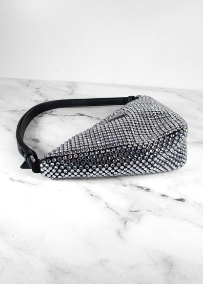 Prada Black Crystal Symbole Triangle Shoulder Bag