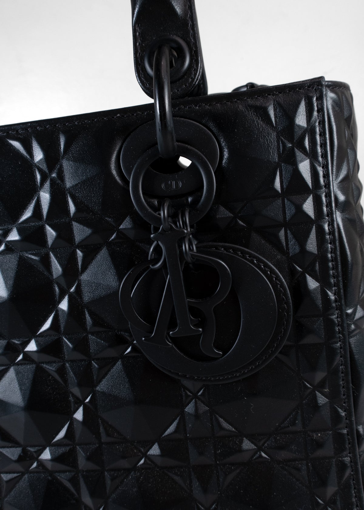 Christian Dior Black Diamond Cannage Ultra Matte Medium Lady Dior Bag