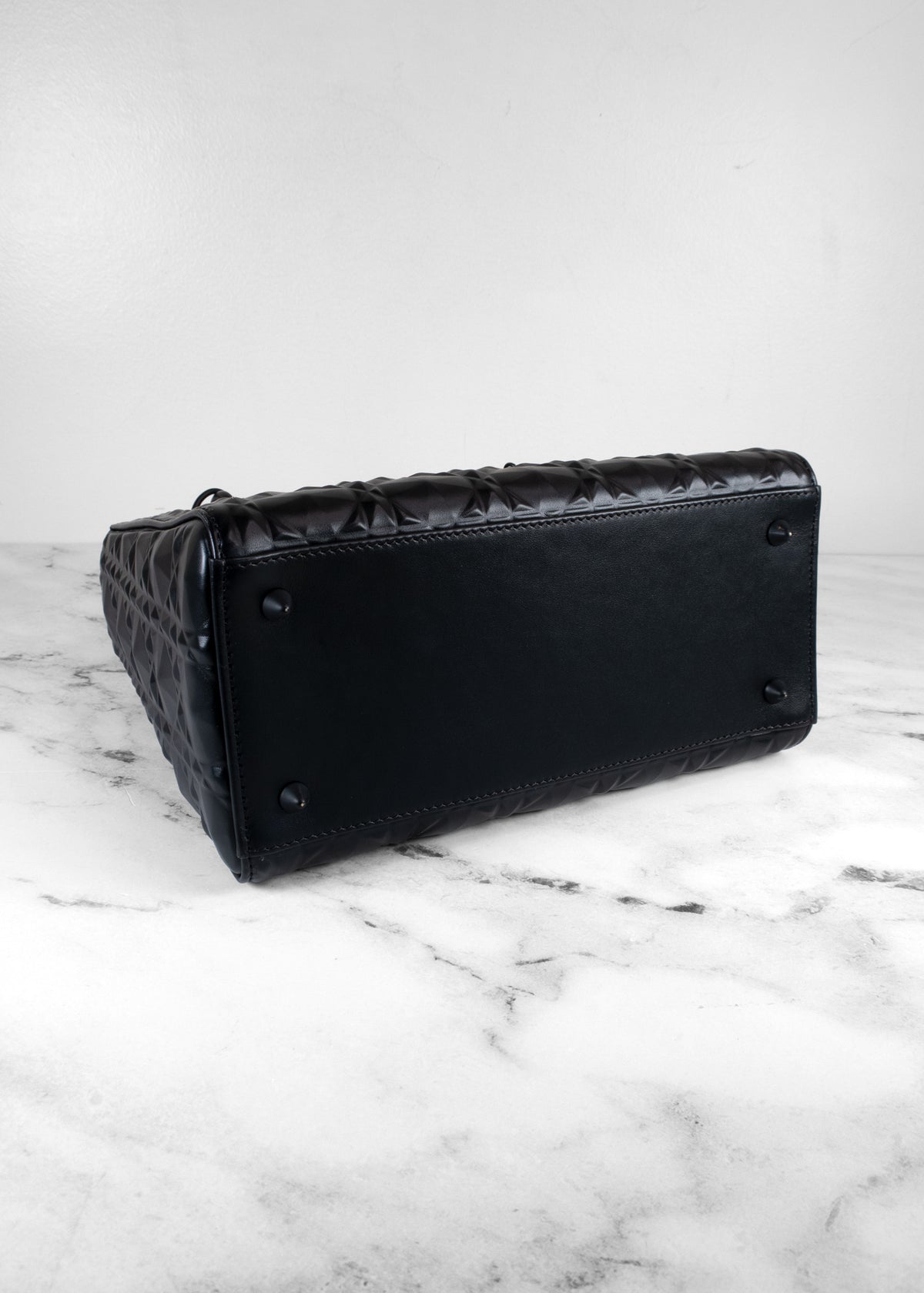 Christian Dior Black Diamond Cannage Ultra Matte Medium Lady Dior Bag