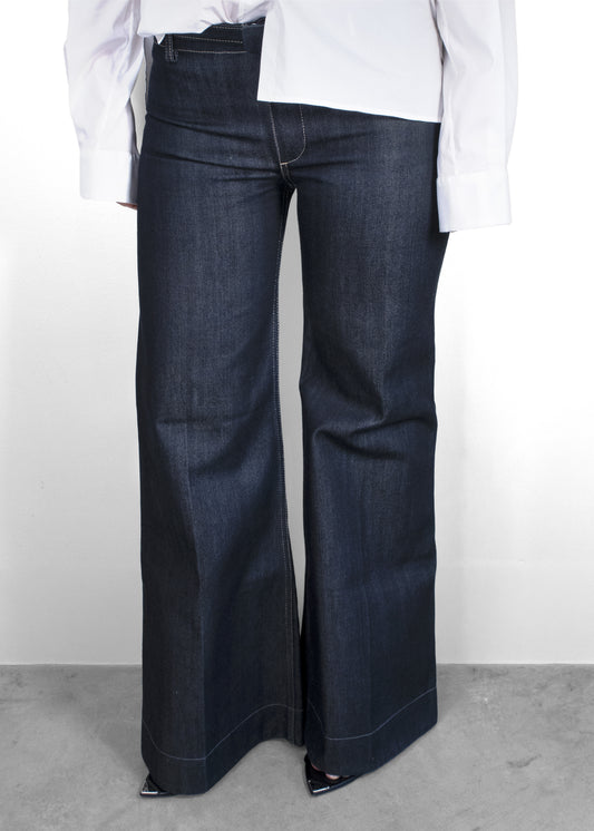 Balenciaga Dark Wash Belted Flared Jeans