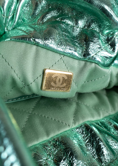 Chanel Metallic Mint Green Calfskin 22 Mini Handbag