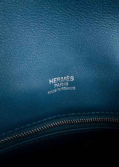 Hermès Berline Mini Sport Swift Leather Shoulder Bag in Blue Palladium