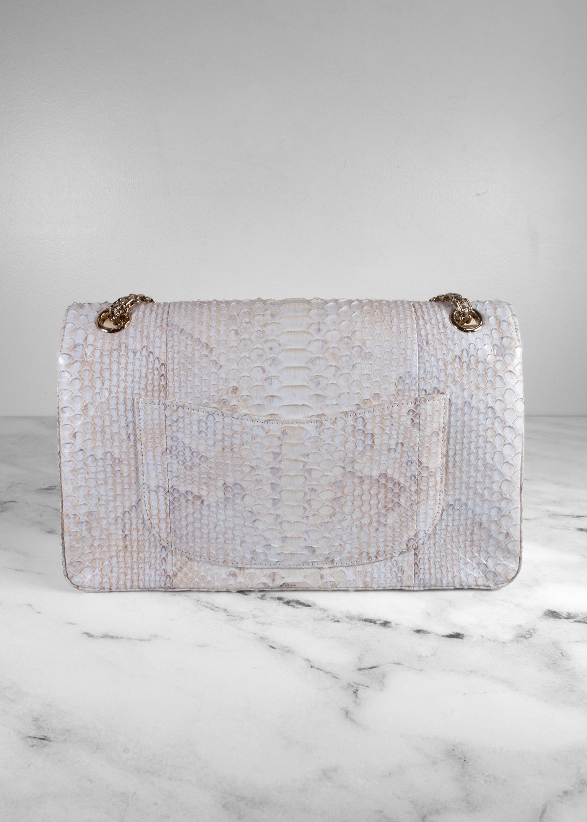 Chanel White & Champagne Python 2.55 Reissue 226 Double Flap Bag