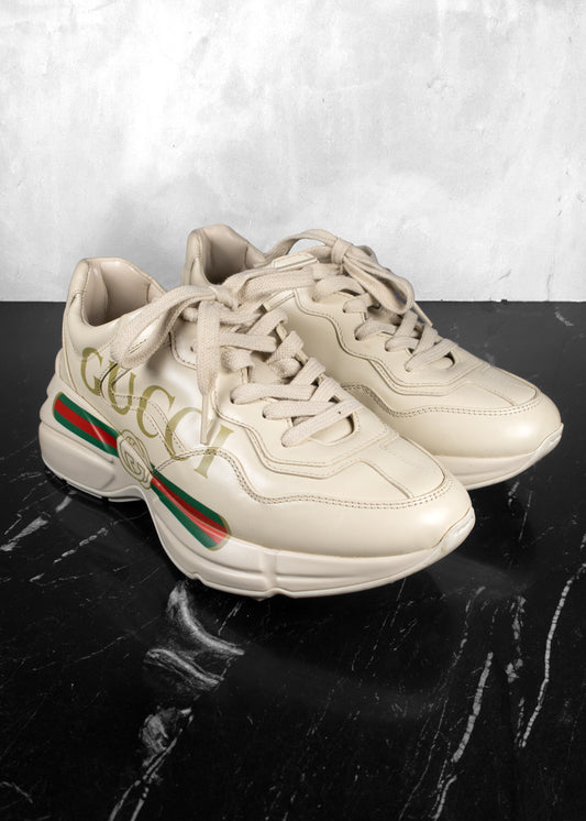 Gucci Rhyton Gucci Logo Leather Sneakers