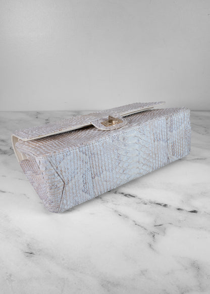 Chanel White & Champagne Python 2.55 Reissue 226 Double Flap Bag