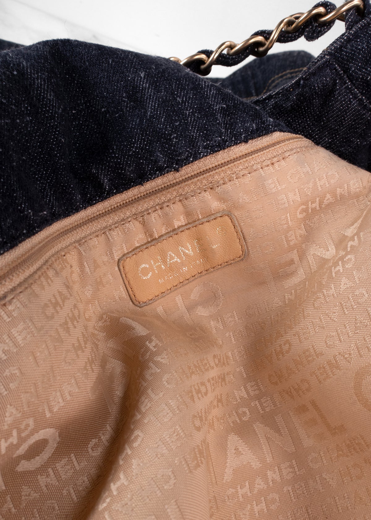 Chanel Vintage Dark Wash Denim Stitched CC Chain Hobo Bag