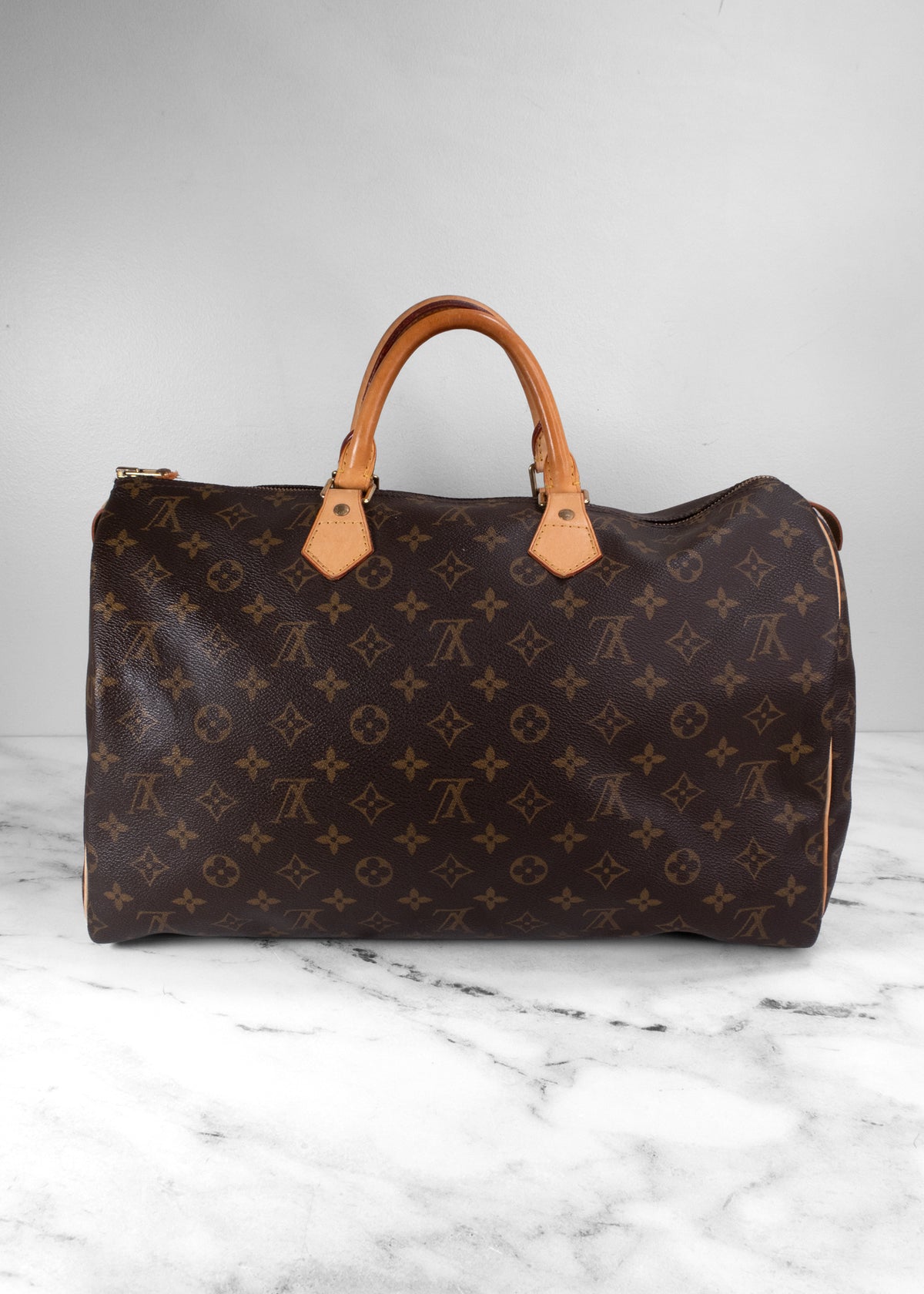 Louis Vuitton Vintage Brown Leather Monogram Speedy
