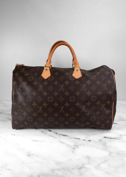 Louis Vuitton Vintage Brown Leather Monogram Speedy