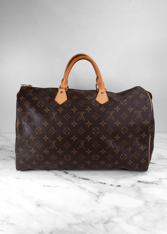 Louis Vuitton Vintage Brown Leather Monogram Speedy