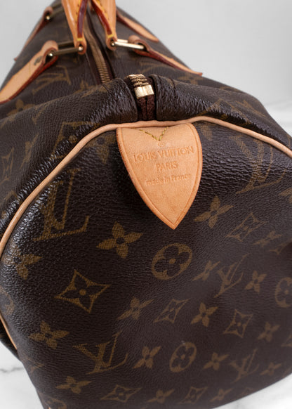 Louis Vuitton Vintage Brown Leather Monogram Speedy