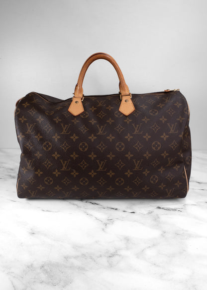 Louis Vuitton Vintage Brown Leather Monogram Speedy