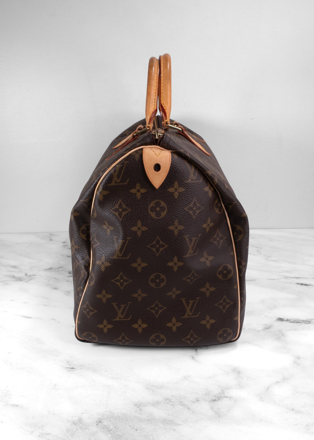 Louis Vuitton Vintage Brown Leather Monogram Speedy