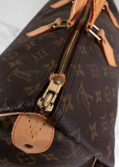 Louis Vuitton Vintage Brown Leather Monogram Speedy