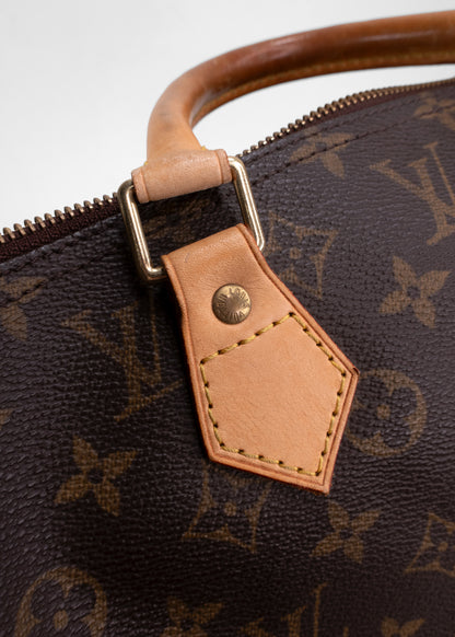 Louis Vuitton Vintage Brown Leather Monogram Speedy