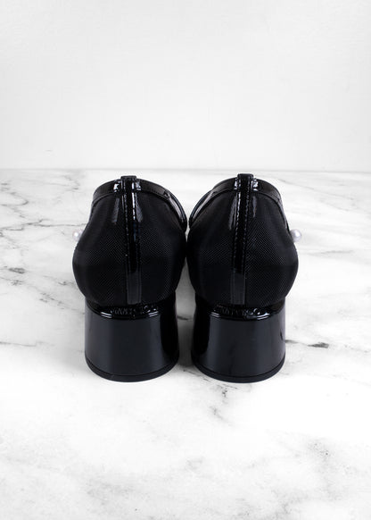 Jimmy Choo Elisa 45 Mesh & Patent Leather Pearl Mary Jane Pumps - brand new!