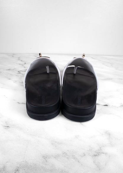 Hermès Empire White Calfskin Kelly Buckle Thong Sandals
