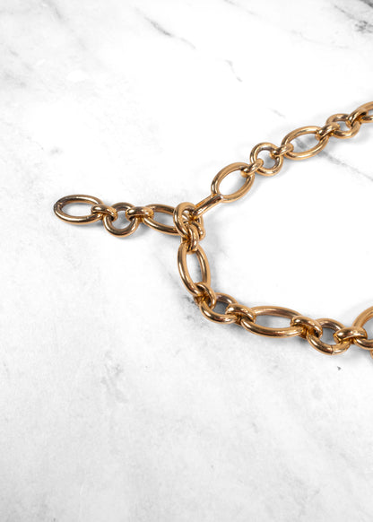 Chanel Vintage 2004 Red Leather Razor Blade CC Gold Chain Belt