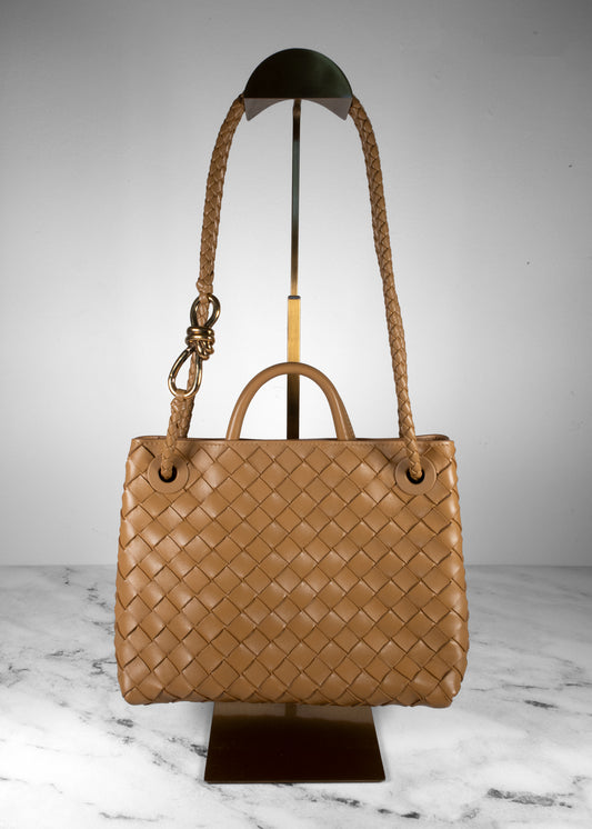 Bottega Veneta Caramel Leather Small Andiamo Bag