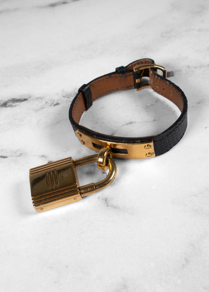 Hermès Vintage Navy Lizard Kelly Lock Watch