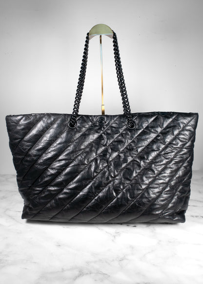 Balenciaga Black Quilted Leather Crush Tote With Black Hardware