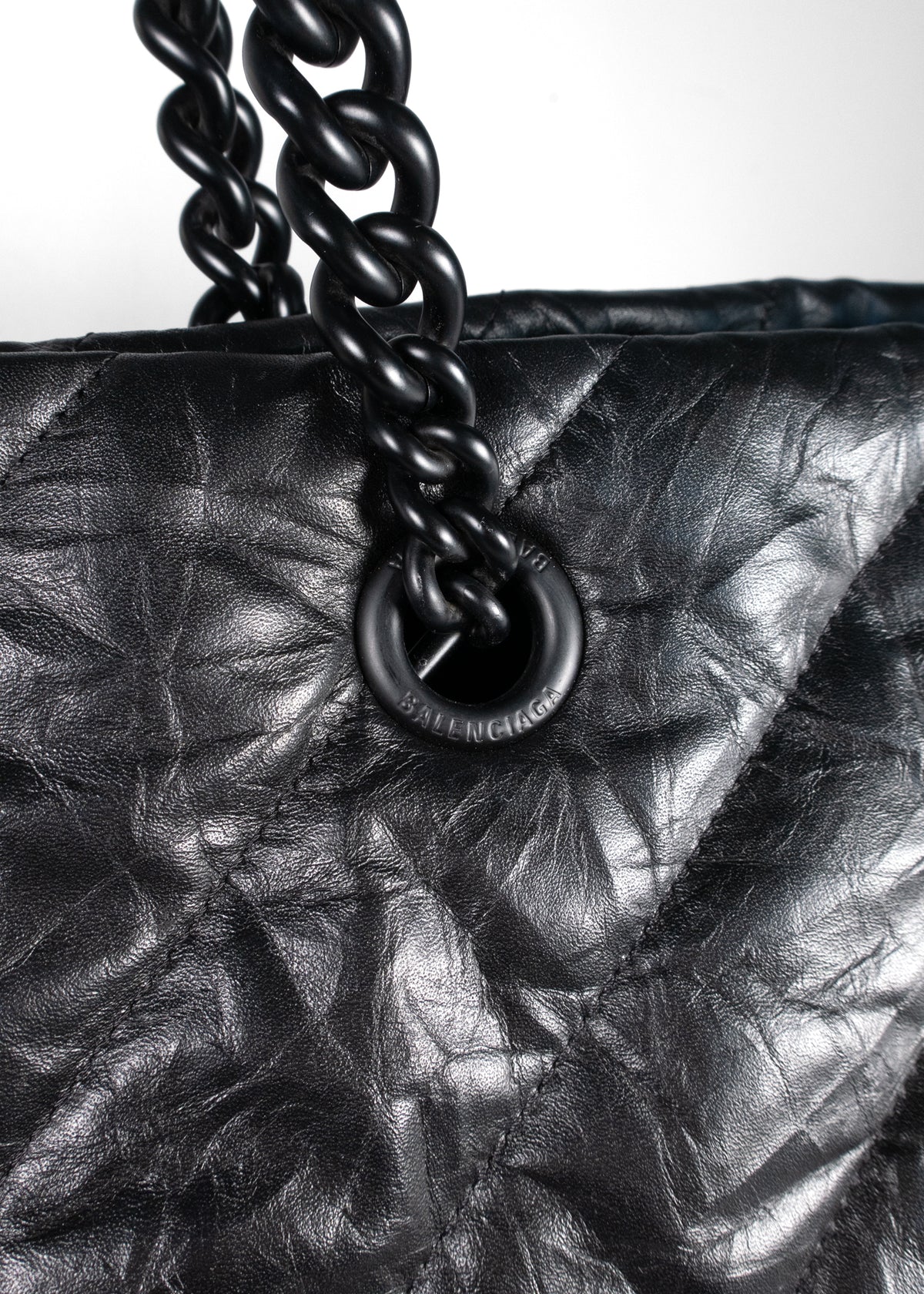 Balenciaga Black Quilted Leather Crush Tote With Black Hardware
