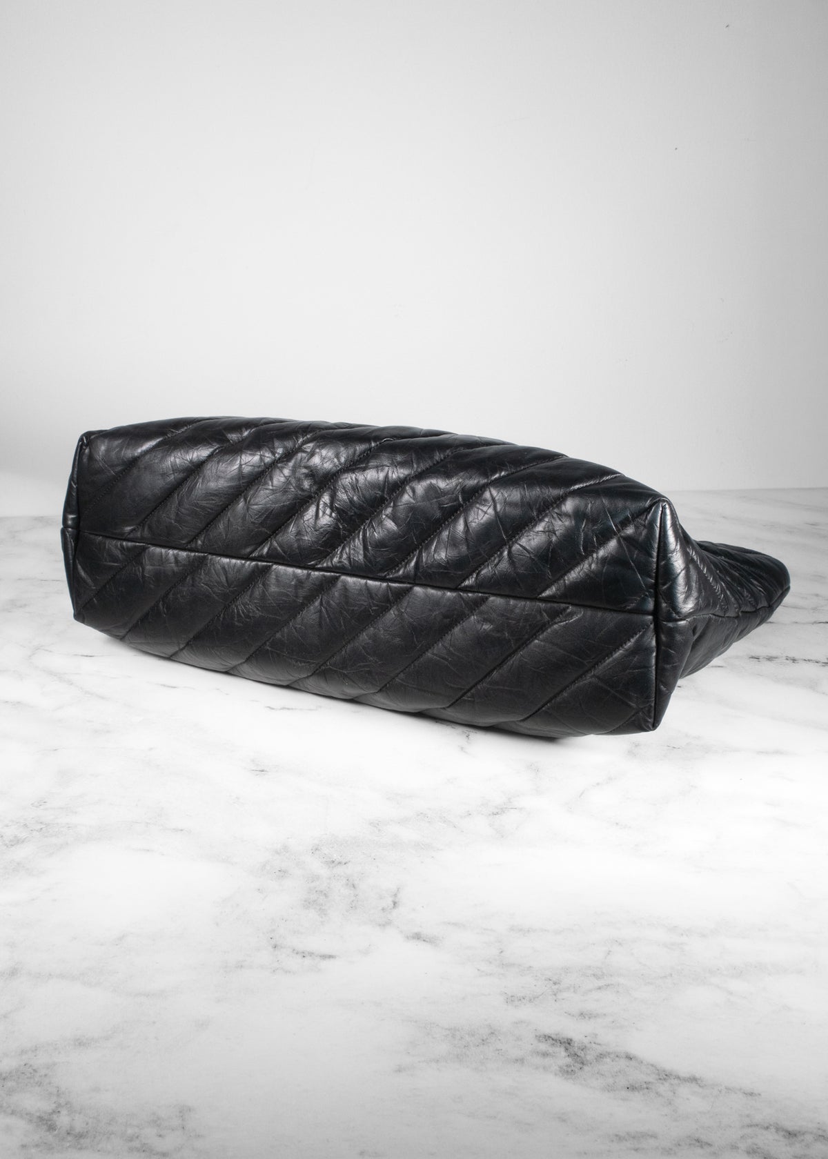Balenciaga Black Quilted Leather Crush Tote With Black Hardware