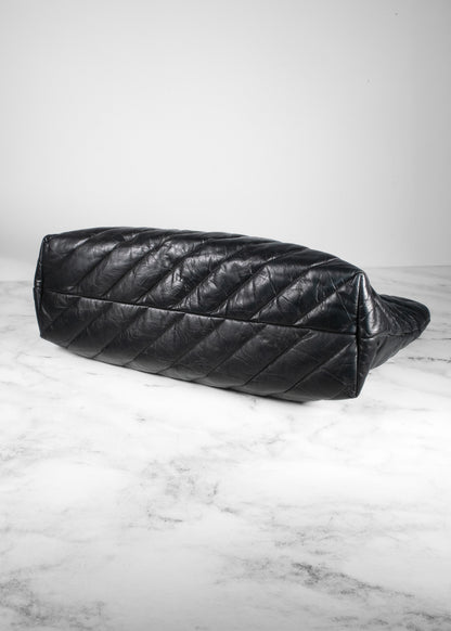 Balenciaga Black Quilted Leather Crush Tote With Black Hardware