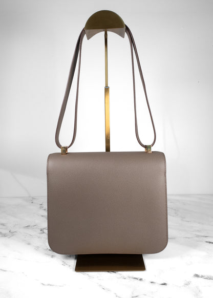 Hermès éToupe Epsom Leather Constance 24 Bag With Gold Hardware